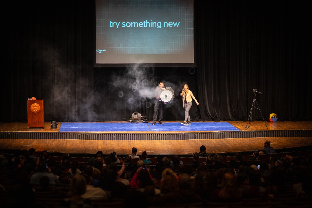 Physics girl on stage